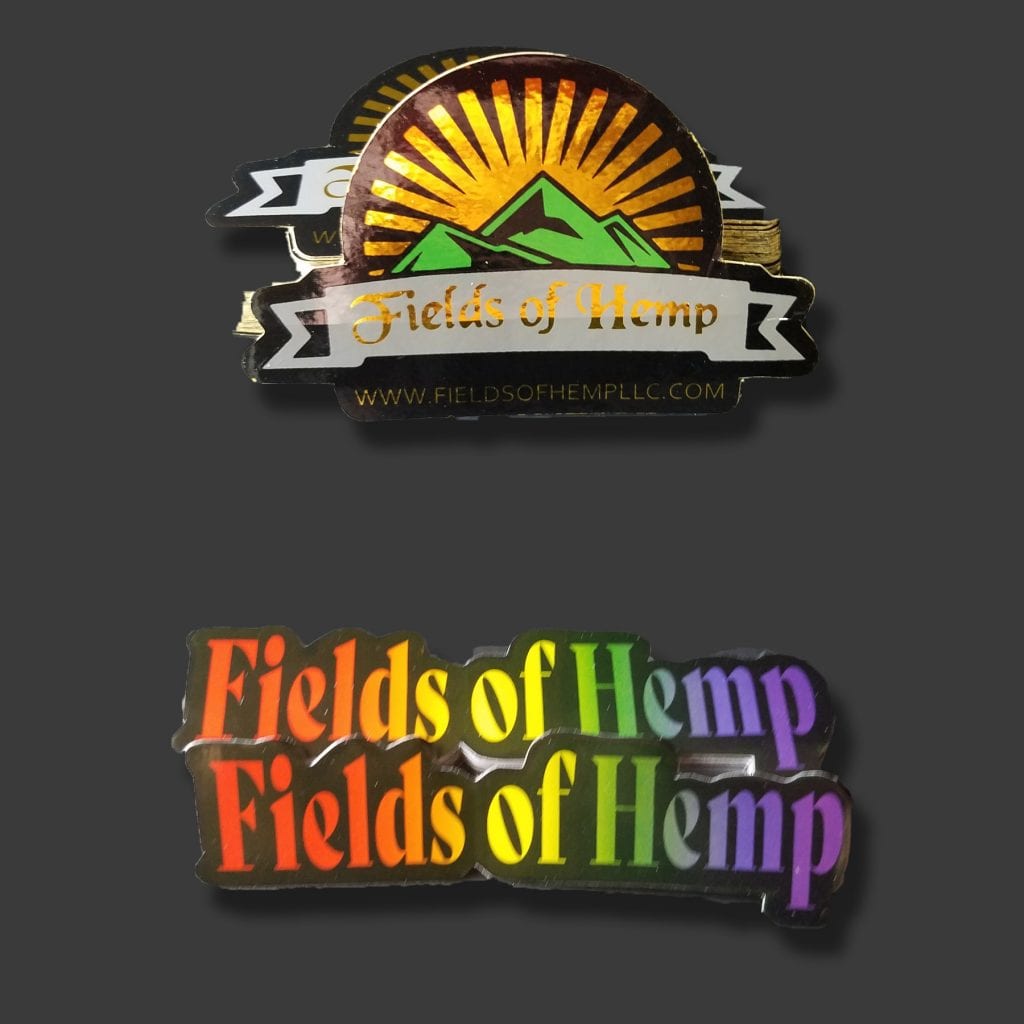 Custom Vinyl and Gold Chrome Mirror Stickers for Fields of Hemp Dispensary