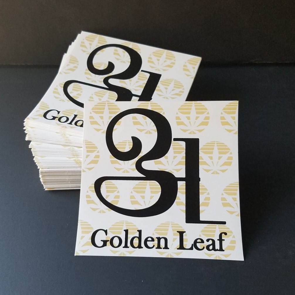 Custom Vinyl Dispensary Stickers Golden Leaf