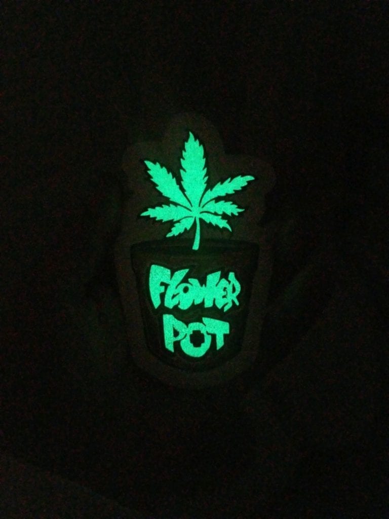 Custom vinyl glow-in-the-dark dispensary stickers