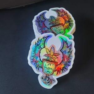 Custom holographic stickers flower pot dispensary