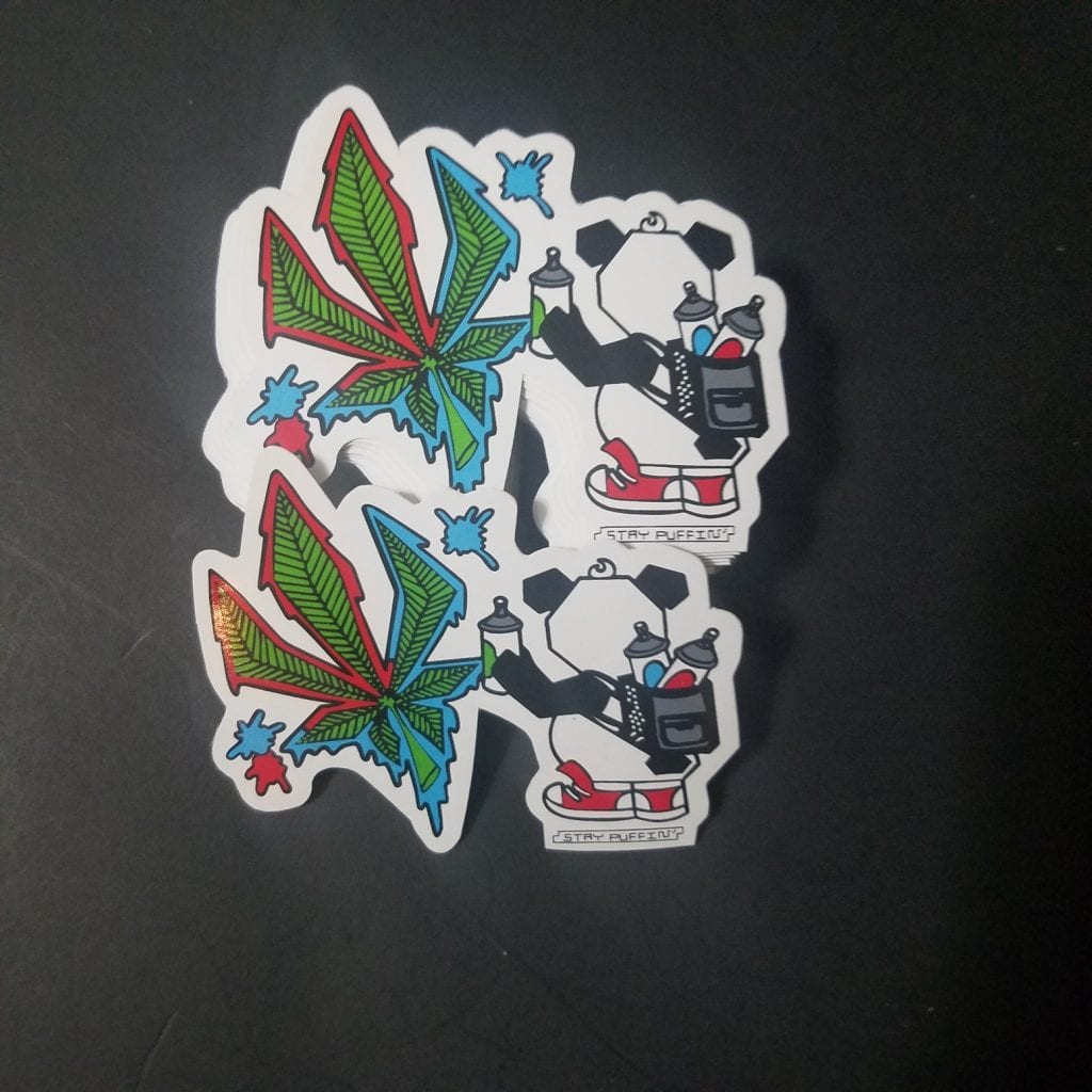Custom 420 Vinyl Stickers Panda Stay Puffin