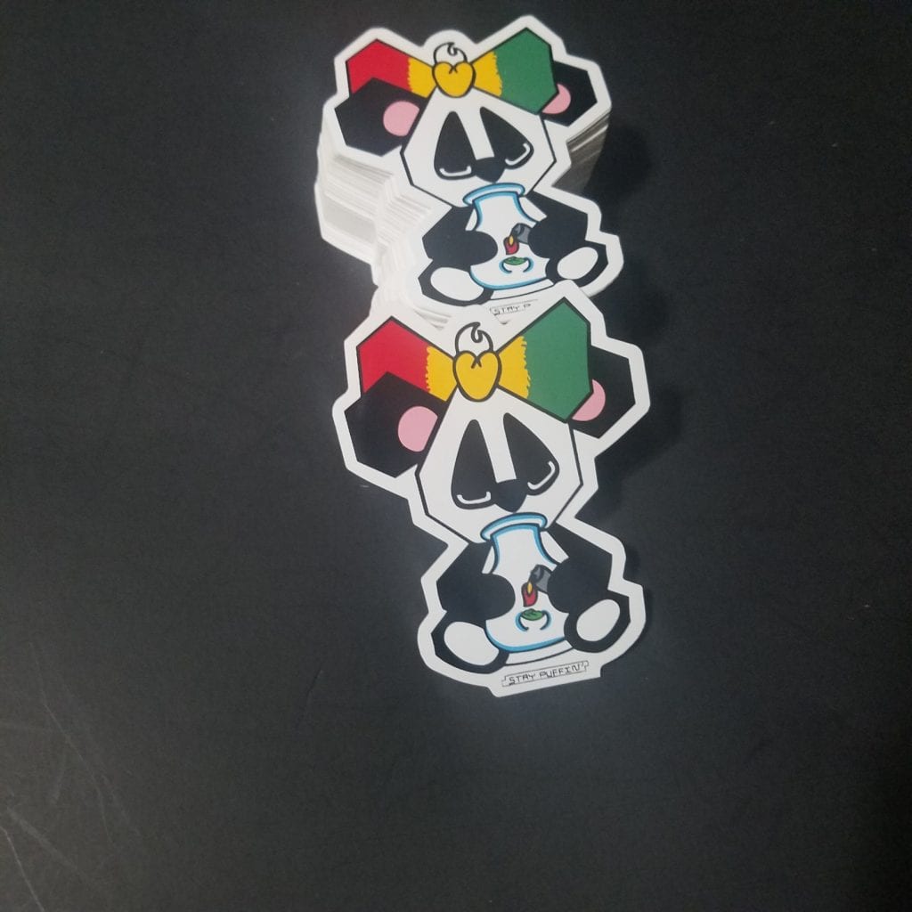 Custom 420 Vinyl Stickers Panda Stay Puffin