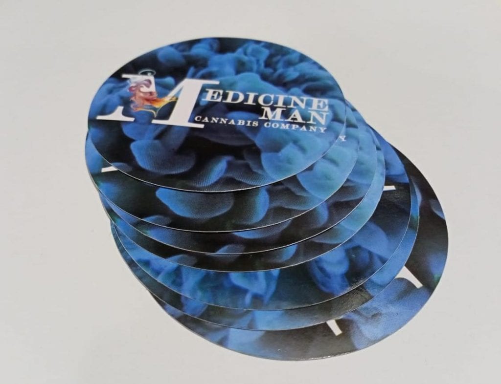 Custom vinyl die-cut dispensary stickers Medicine Man